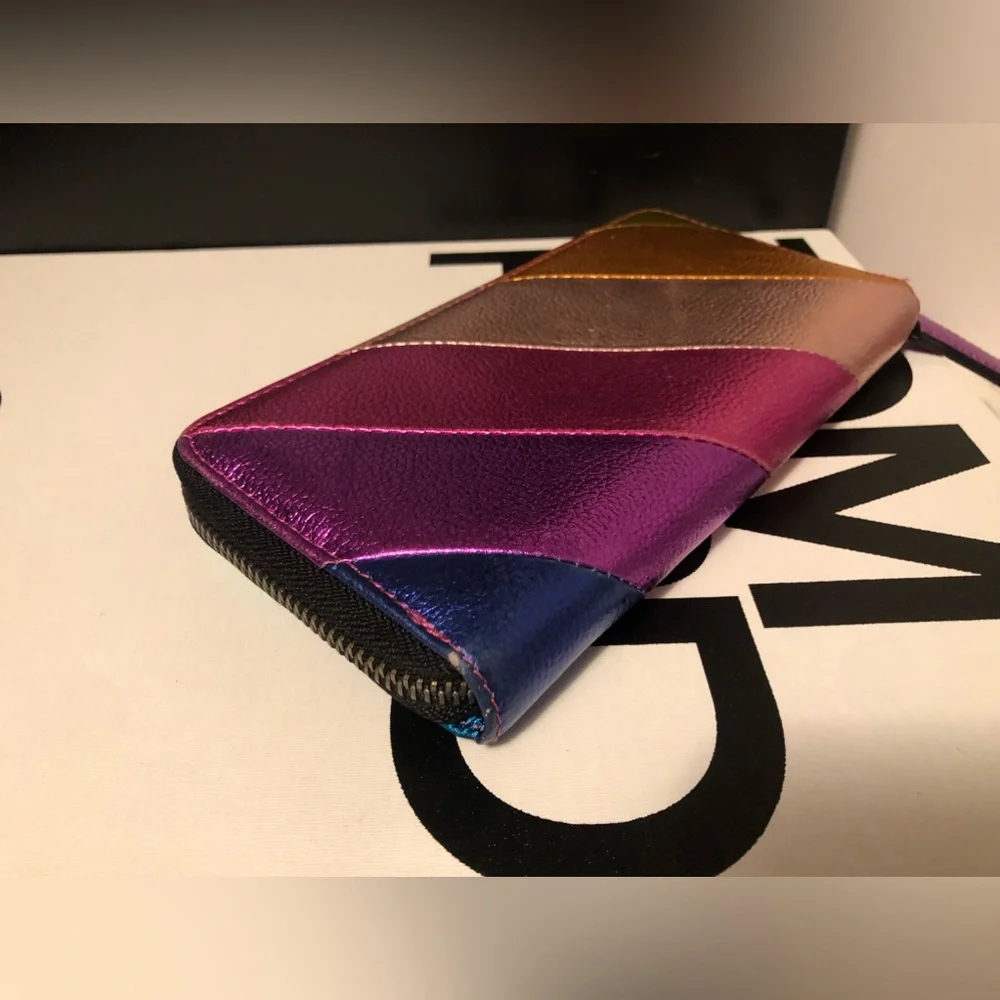 Auth Rainbow 🌈 Kurt Geiger Metallic Leather Large Wallet - Picture 2 of 13